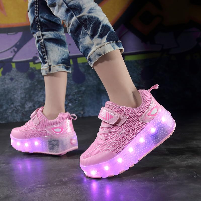 Image of Spider Roller Skates Light up Shoes with USB Chargable Led Sport Sneaker for Boys Girls Kids Birthday Thanksgiving Christmas Day Best Gift