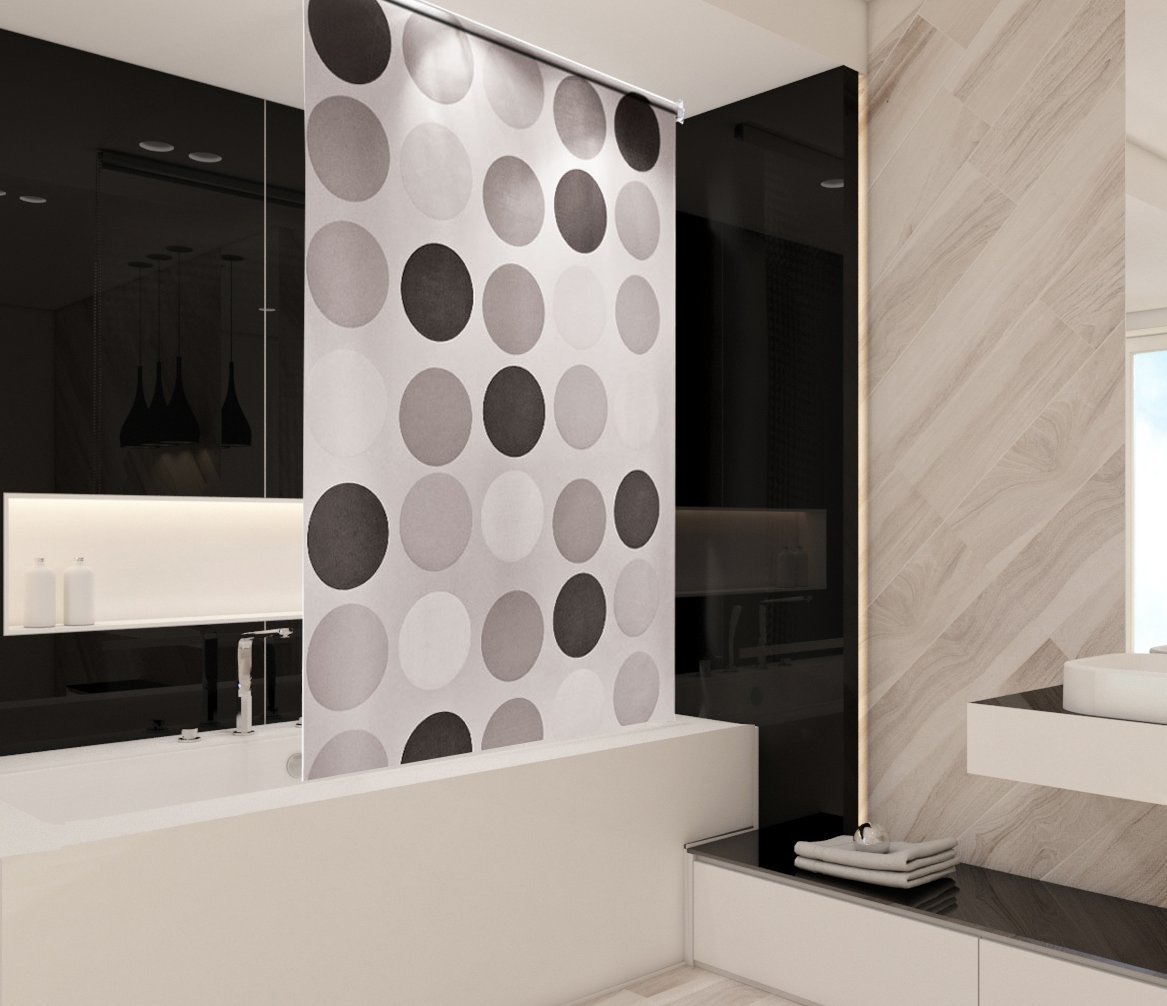 Tropik Home White Retro Bathroom Shower Curtain Roller Blind Extra Long, 4 Width Sizes, 140 X 240Cm
