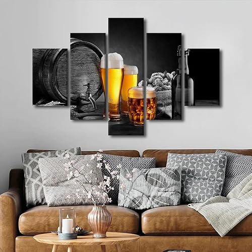 Vista 141 de Imágenes de pared para sala de estar, pintura de copa de vino tinto, bebidas alcohólicas, 5 paneles, lienzo, arte de pared, pósteres e impresiones