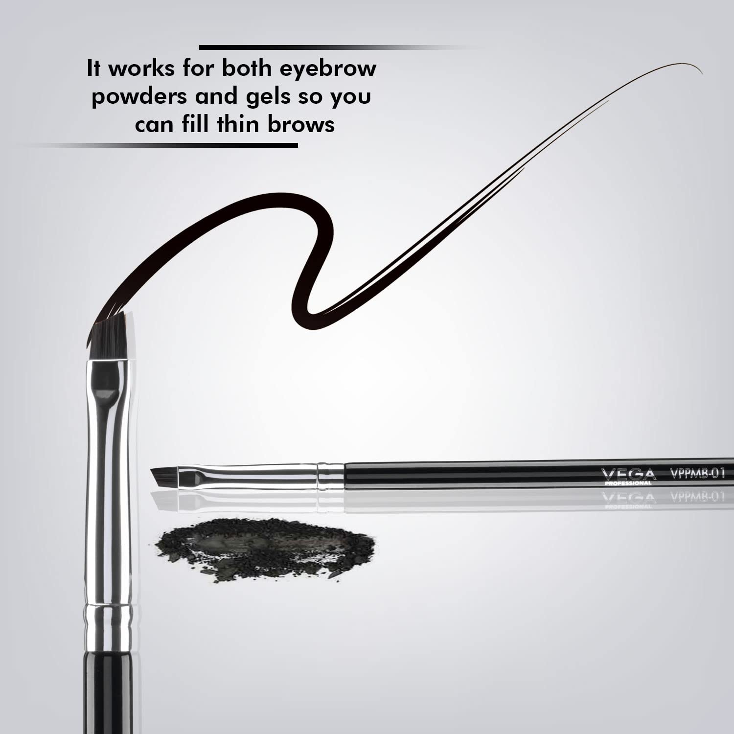 VEGA PROFESSIONAL Eyebrow Filler Brush, Soft Bristle, Copper Furrele, Wooden Handle, (VPPMB-01) - Image 4 thumbnail