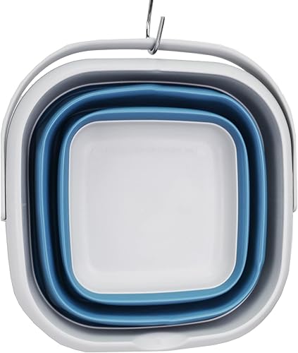 Miniatura 5 de SAMMART Cubo de agua cuadrado plegable de 8,5 l (2,2 galones) con tapacubo de agua cuadrado plegable con tapabañera portátil con asa y tapa. Tamaño