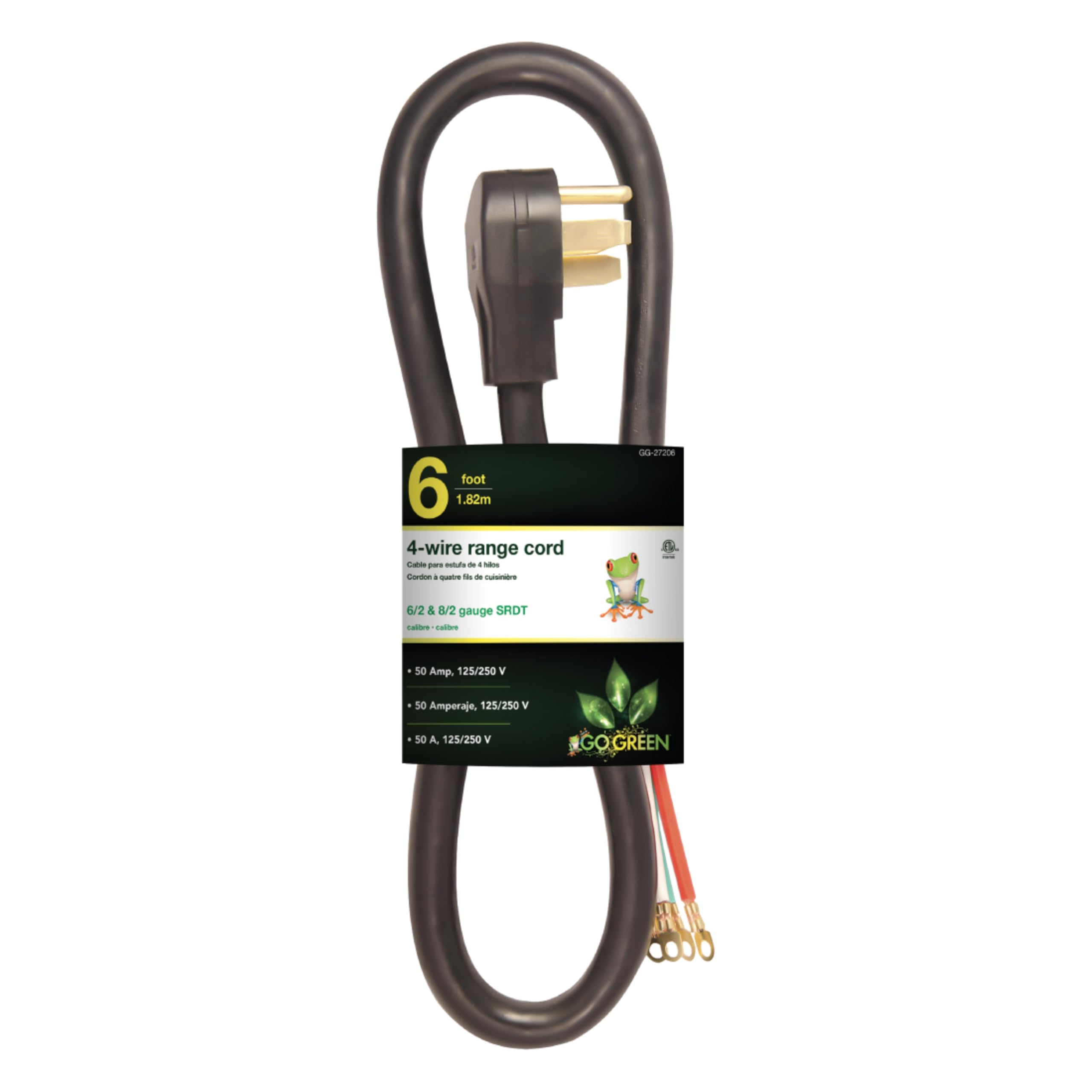 GoGreen Power GG-27206 6' 4' Wire Range Cord, 50 Amp by Go Green Power
