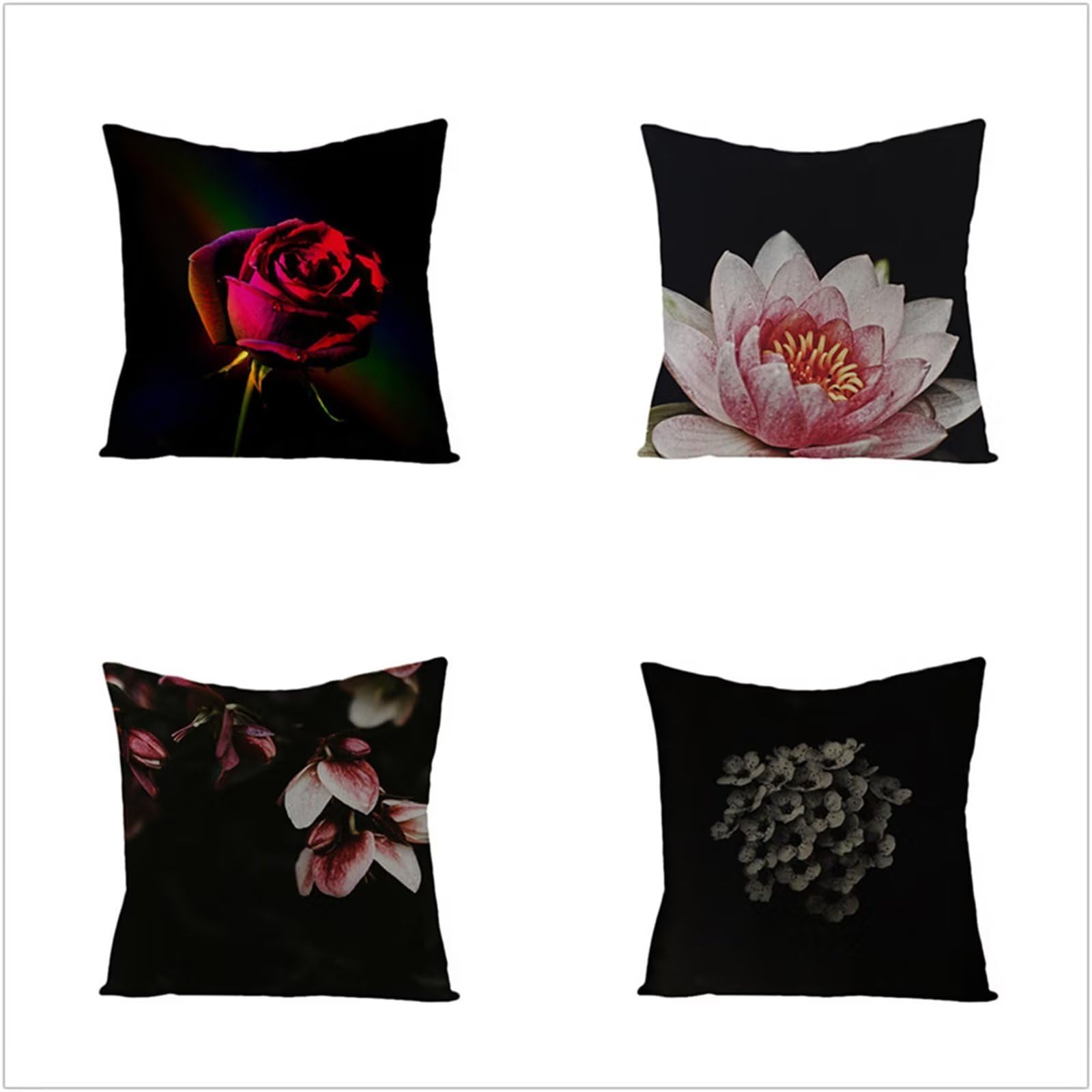 Loto rosa Cuscini Divano 65x65cm,Federe per Cuscino Divano Velluto Decorativi Copricuscini 4 Pack Copricuscini Divano Quadrati per Casa Giardino Esterno Divano Sedia Cuscini YG1177
