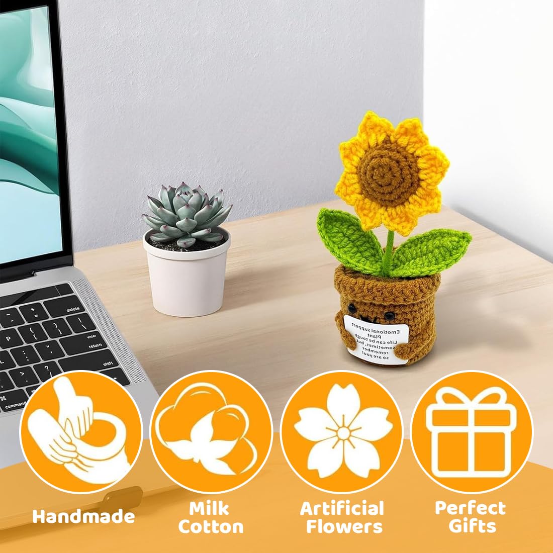Positive Girasole Idea Regalo Compleanno Knitted Doll Gadget Scrivania Carino Portafortuna Regali Originali Laurea Collega Sorella Amica Ufficio