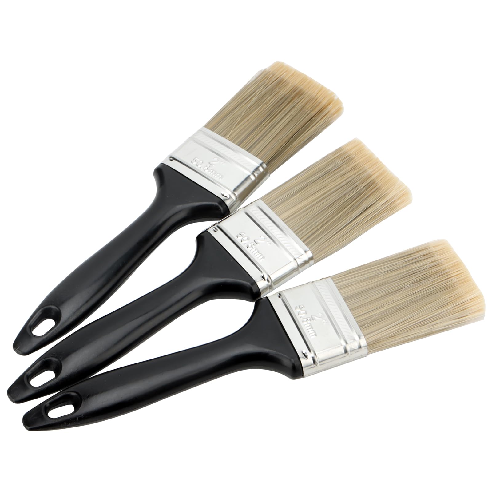 25 pinceles de pintura con mango de plástico de 2 pulgadas, pinceles de pintura para paredes, madera, decoración