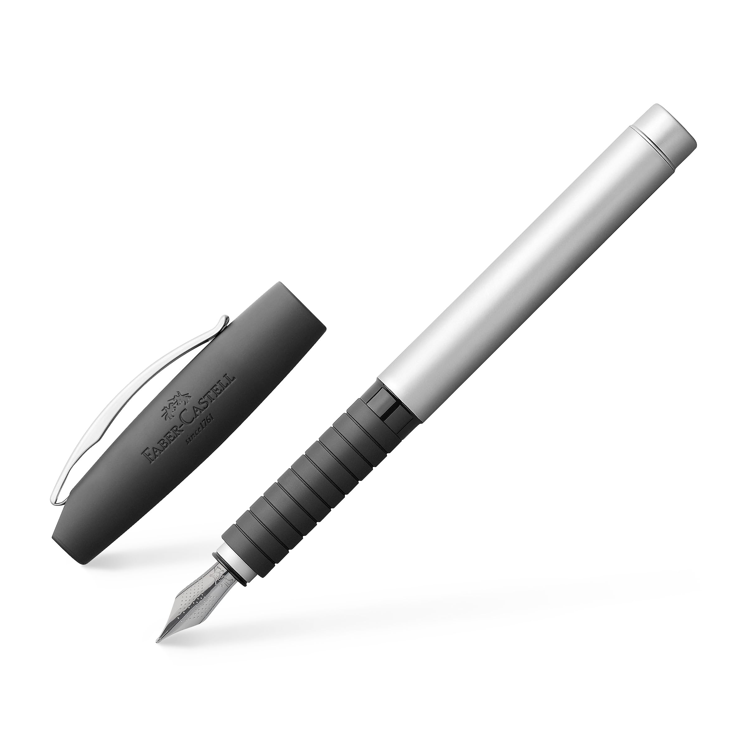 Faber-Castell - zestaw upominkowy Essentio, metal matowy | Zestaw z piórem wiecznym M, długopisem, konwerterem i kałamarzem 30 ml, edycja jubileuszowa w metalowym pudełku