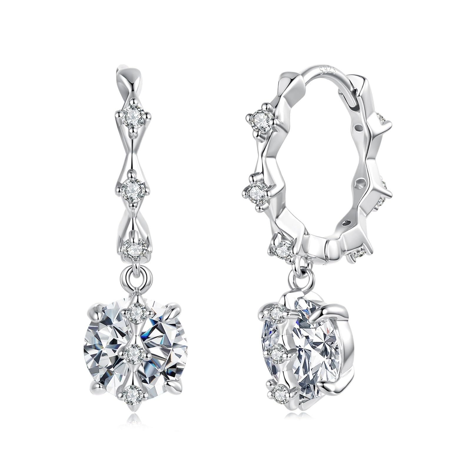 Pendientes de aro Huggie de moissanita de plata de ley S925 de 1 quilate con certificado, aros pequeños for dormir, hipoalergénicos for mujer, regalo diario