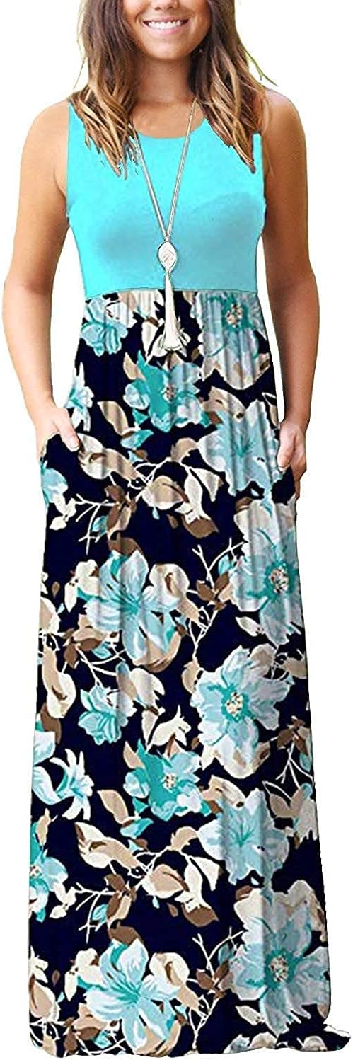 AUSELILY Women’s Loose Maxi Dress Casual Long Dresses with Pockets