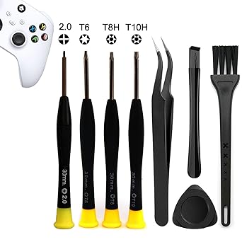 Cleaning Repair Tool Kit for Xbox One, Elite 1, Elite 2, 360, One S, Series S/X Controller and Console, Crossed Screwdriver PH00(+2.0), Torx Security Screwdriver Set T6 T8H T10H, Accessory Kit(Xbox-8)