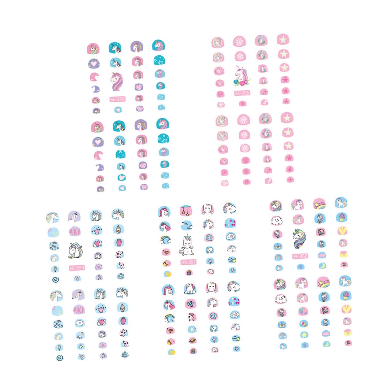 minkissy 30fogli Adesivi Per Unghie Cartoni Animati Unicorno Di Adesivi Per Unghie Per Ragazzo Ragazza Facili Da Applicare e Rimuovere Fantasie Variegate Per Nail Art Creativa e Divertente