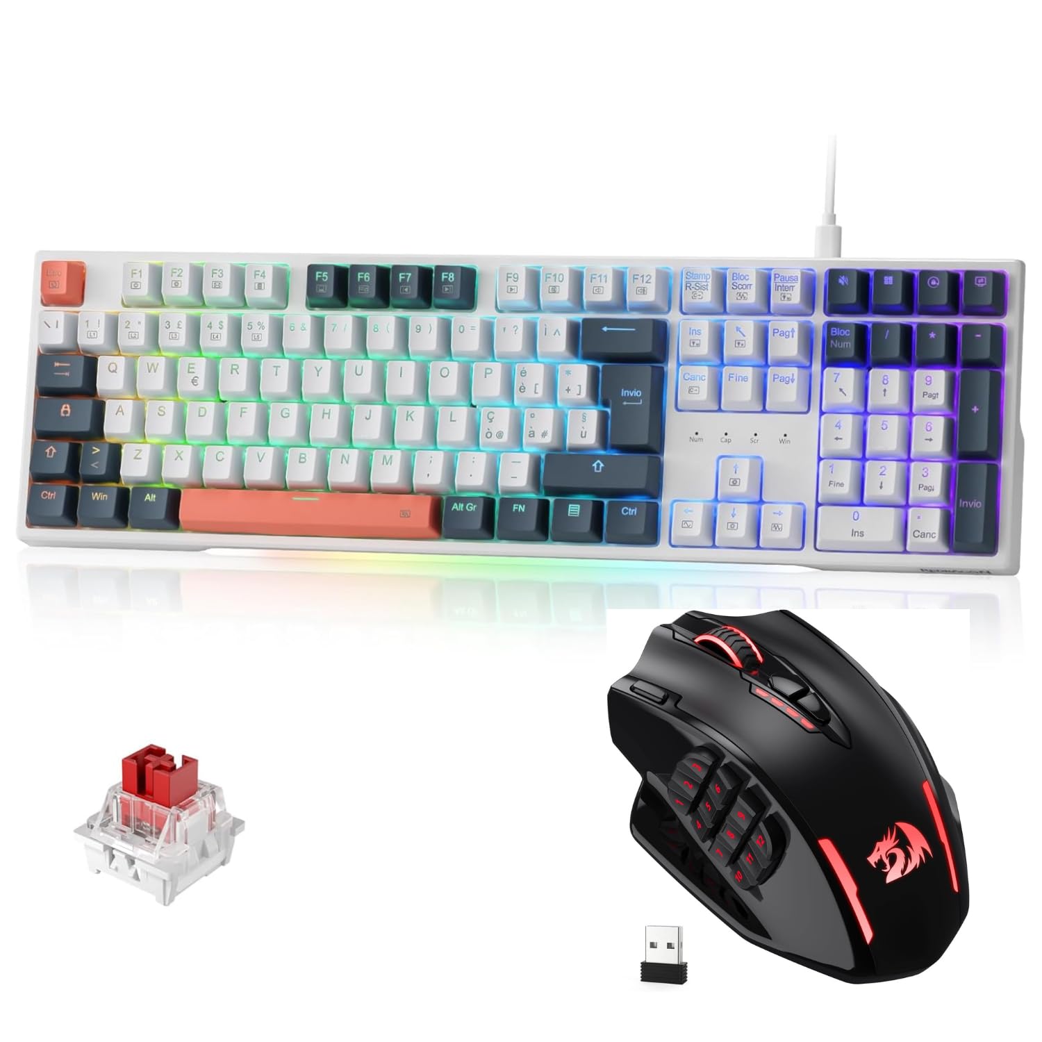 Redragon K668 RGB Tastiera Gaming+M913 Impact Elite - Mouse