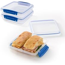 Rubbermaid Pack & Go 450 mL Sandwich Container, 3-Pack, Meal Prep Containers with Secure Seal Lids