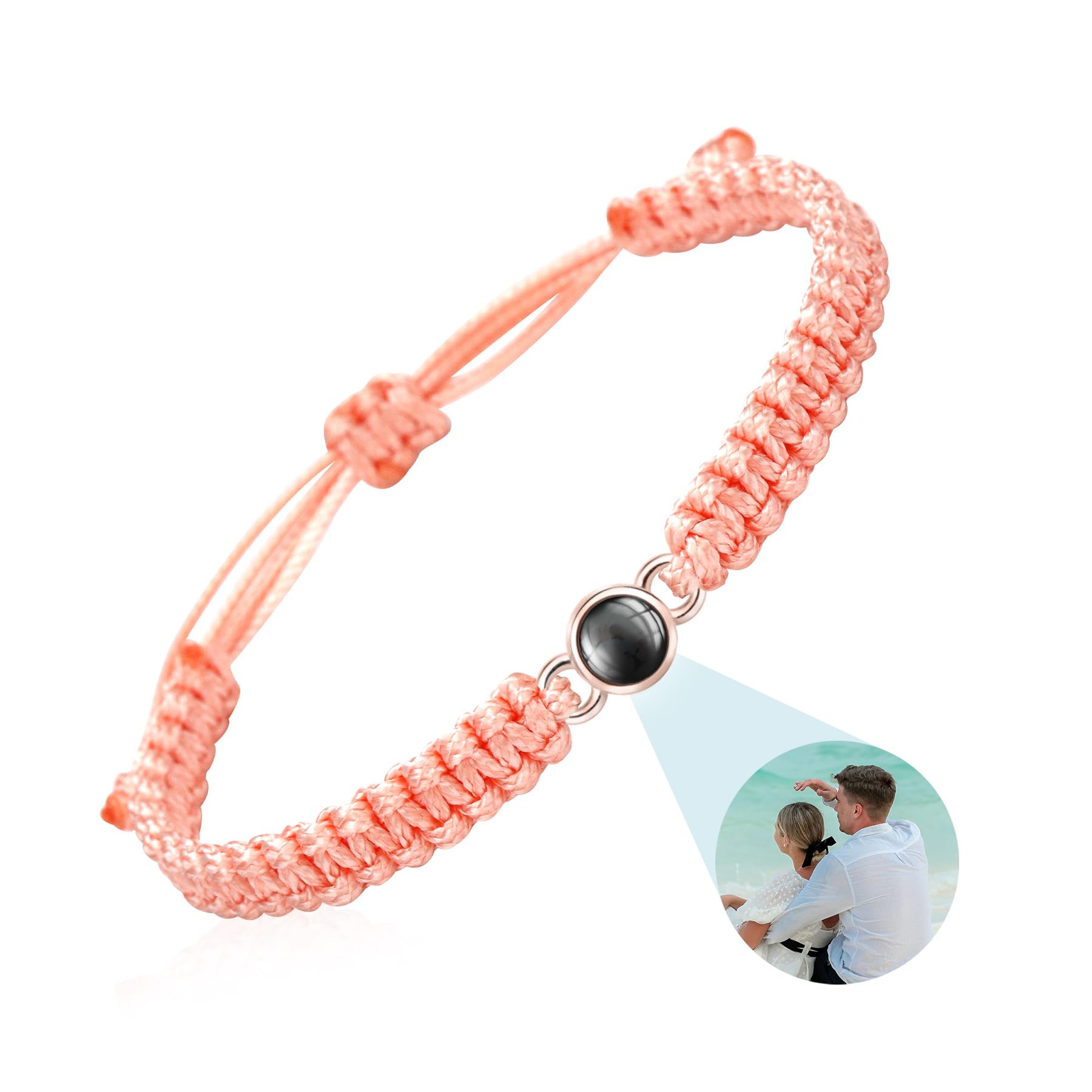 SUPHELPU Bracelet with Picture Inside, Personalized Circle Photo Bracelet Projection, Italian Style Charm Bracelets, Personalized Gifts for Women Boyfriend Couples, Photo Gifts for Memorial