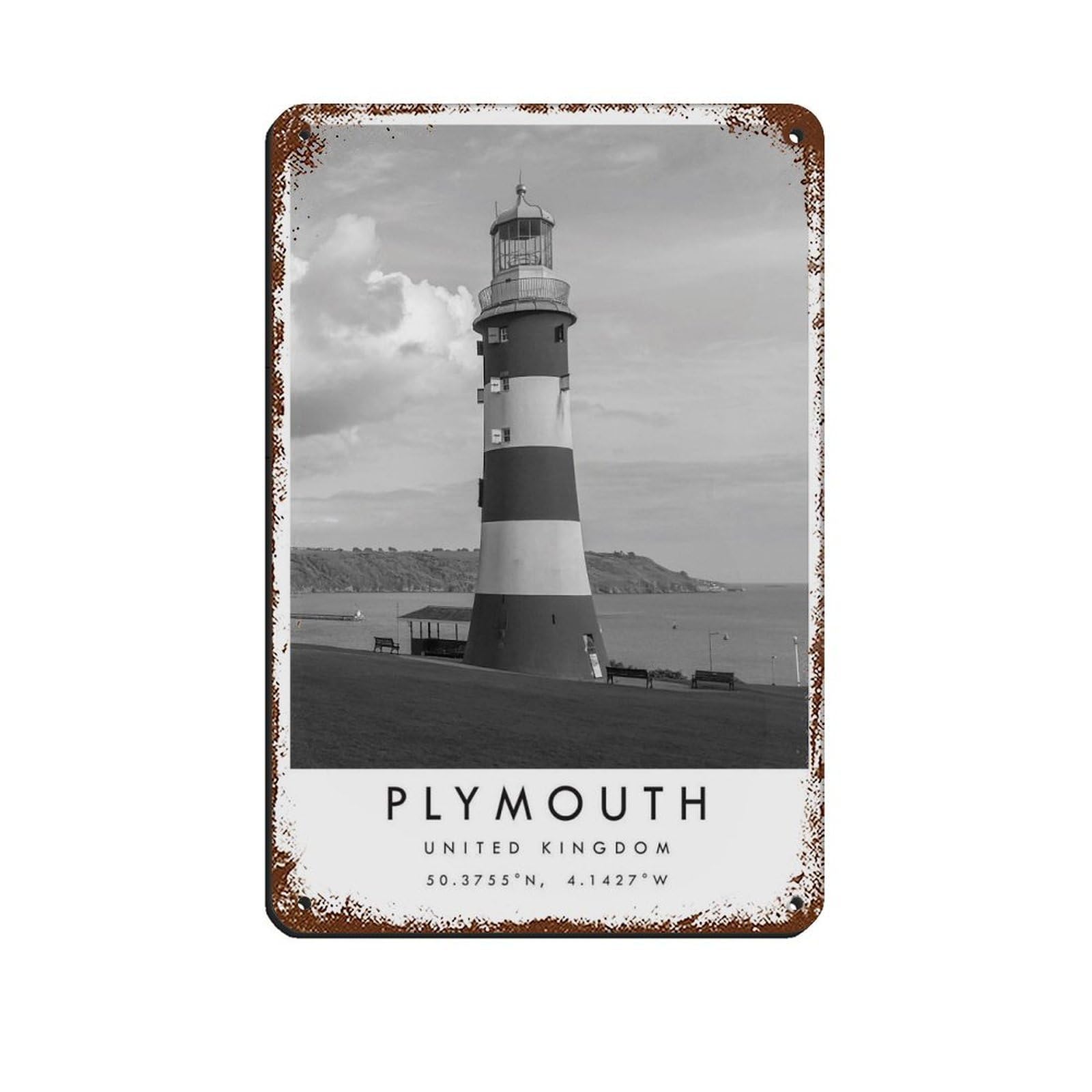 Plymouth Travel, Plymouth Poster Retro Poster Metal Tin Sign Chic Art Retro Iron Painting Bar People Cave Cafe Family Garage Poster Wall Decoration 8x12inch(20x30cm)