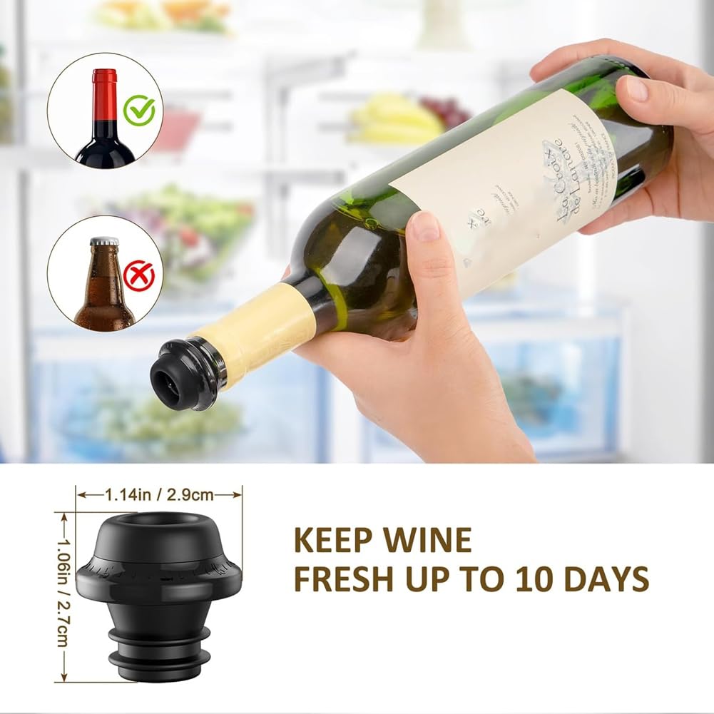 Pompe à Vin Électrique ZOYIDOUX - Scellage Sous Vide Automatique En 1 Clic, USB-C Rechargeable, Conserve Le Vin Frais Jusqu'à 10 Jours Avec 1 Bouchon