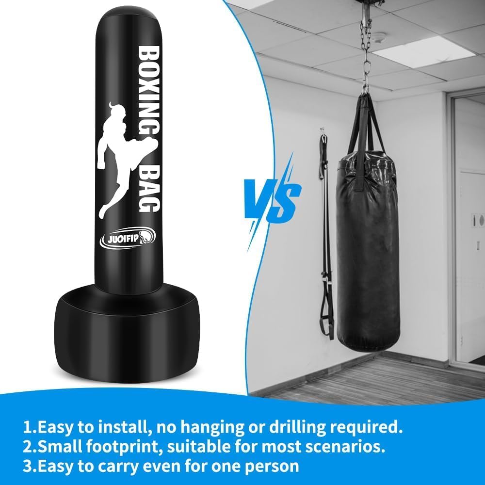 Sacco da boxe in piedi per adulti 180 cm Heavy Bag con supporto Sacco da box gonfiabili Attrezzatura indipendente per l'allenamento di MMA Muay Thai Fitness da usare all'aperto al coperto
