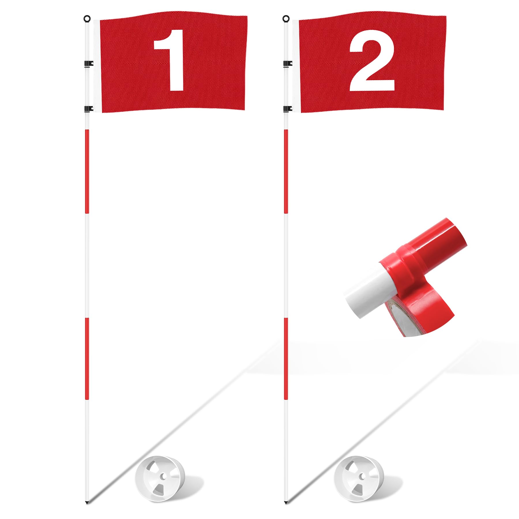 KINGTOP Golf Flagstick 6ft, Portable Five-Section Design for Backyard Practice Putting Green, Driving Range Golf Pin Flag Hole Cup Set, Gift Idea