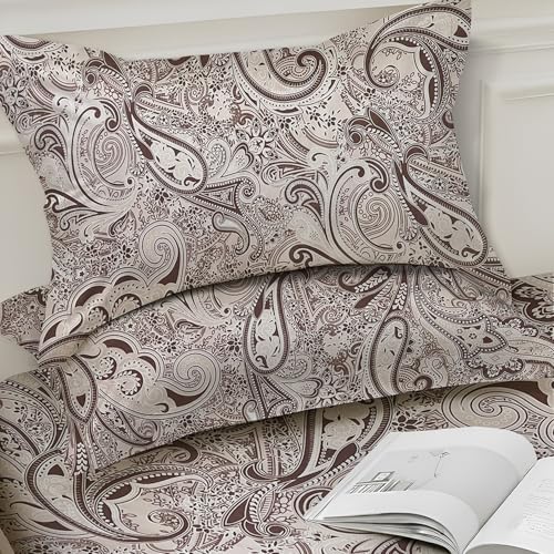 Image of Weave & Decor Super Soft 144 TC Printed Cotton Double Bed Bedsheet 90x90 Inches with Two Pillow Covers