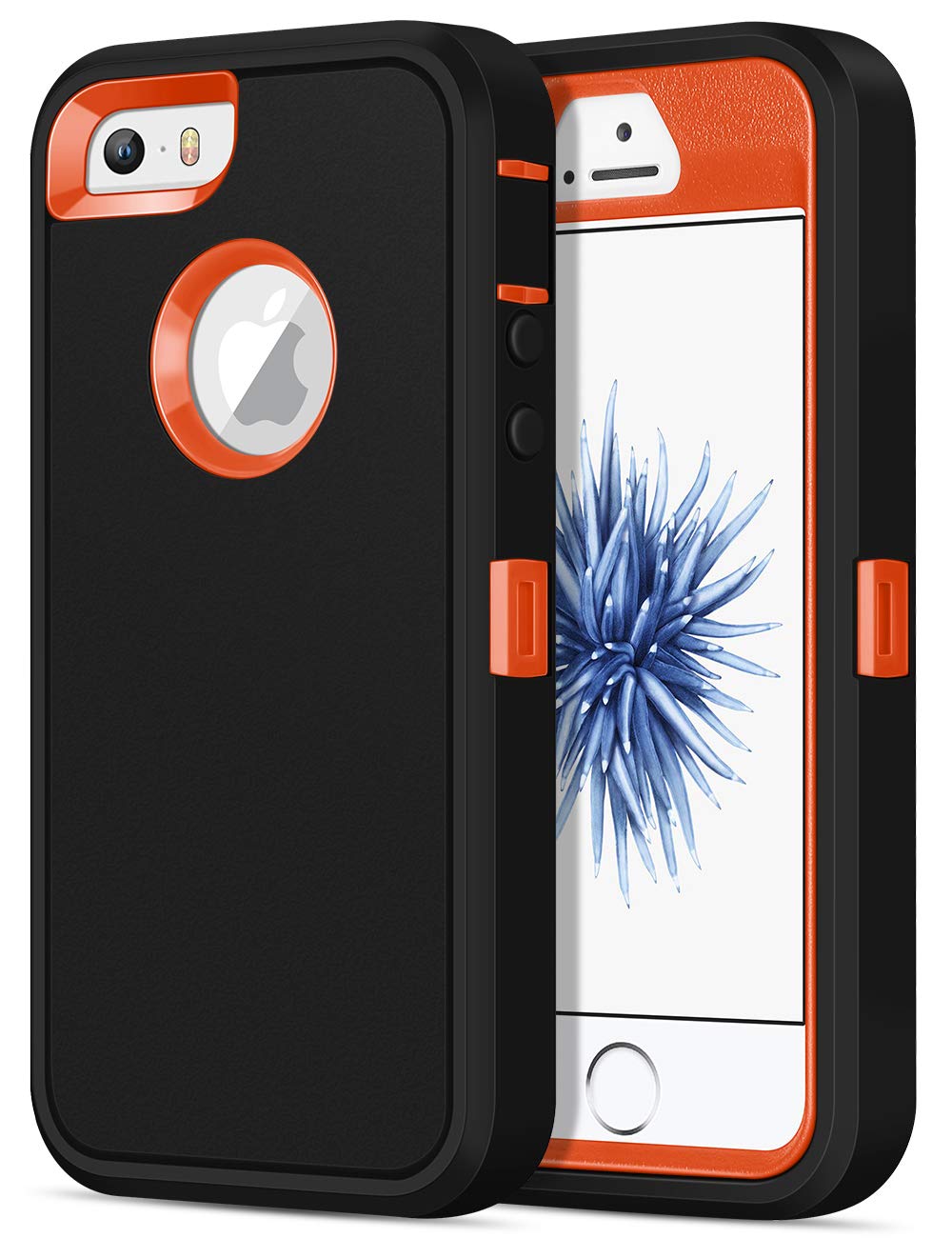 Jelanry for iPhone 5/ 5S/ SE 1st Generation (2016) Case Heavy Duty Rugged Shockproof Dual Layer Armor Protective Shell Sports Anti-scratches Non-slip Bumper Hybrid Back Cover Phone Cases, Black/Orange