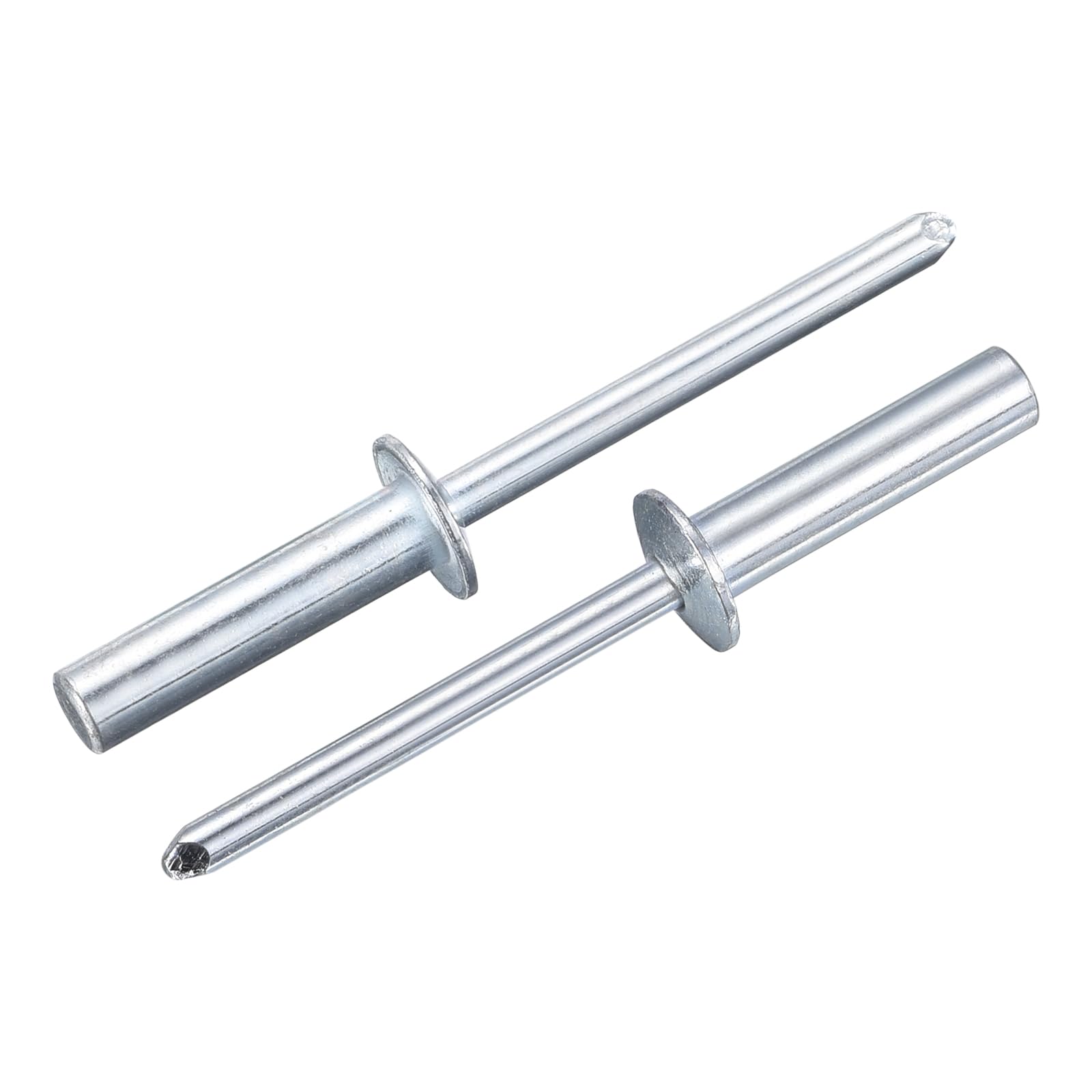 uxcell 50Pcs 3/16"x1" Round Head Closed End Blind Rivets, Zinc-Plated Carbon Steel Grip and Mandrel Cap Blind Rivets, Silver