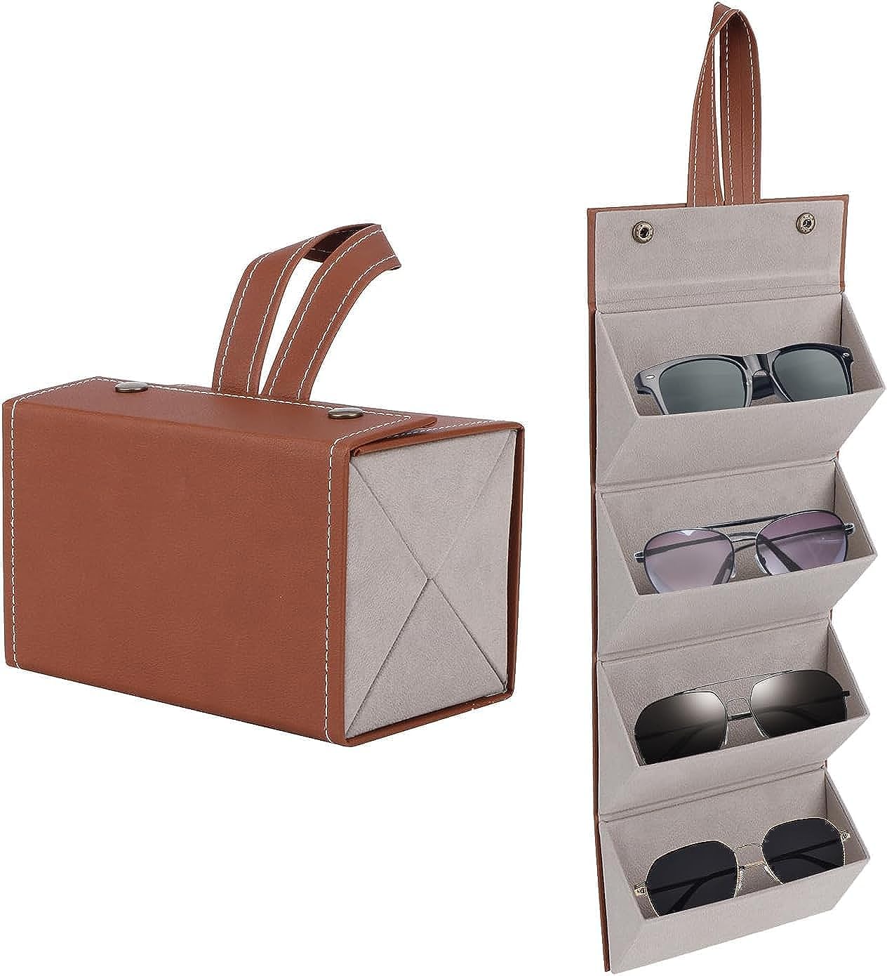 sunbeet Portable Foldable Sunglasses Case Cover Organizer Box | Multiple Spectacle Eyeglasses Storage Box | Sunglasses Trendy Eyeglasses pouch Wall Hanging Glasses Holder Rack-picture-29