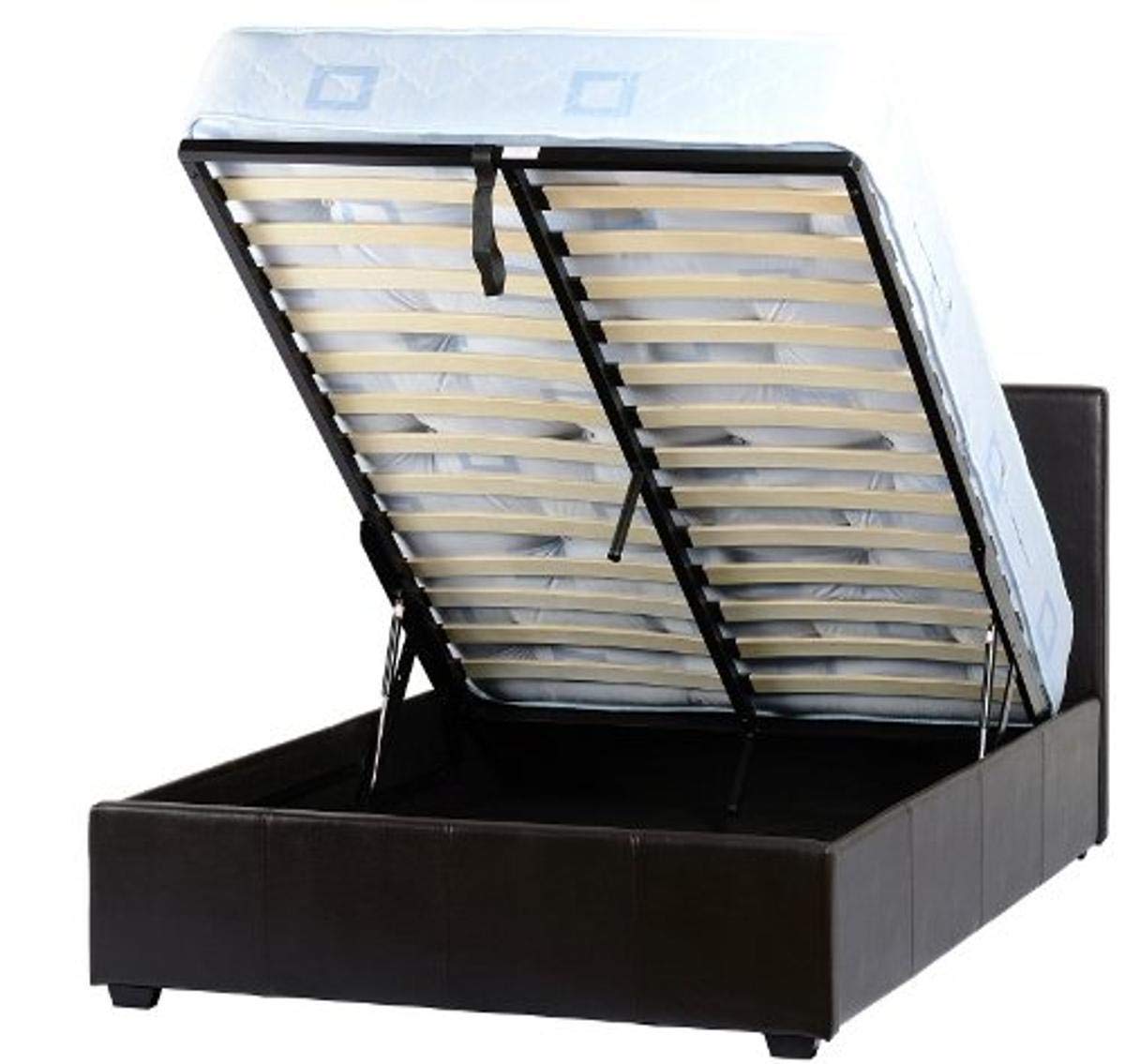 SeconiquePrado Plus 4 Feet 6 inch Storage Bed, Brown Faux Leather, 1109.95 x 1479.95 x 89.95 cm