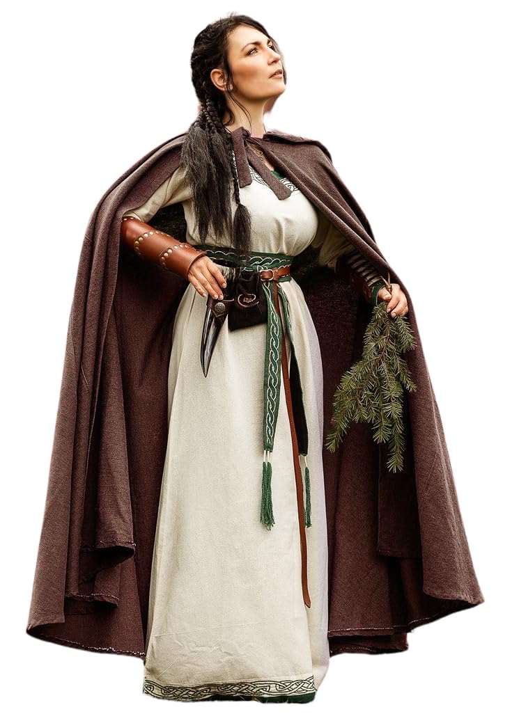 Leonardo Carbone® Unisex Mittelalter Umhang Frantz mit Kapuze - Mittelalter Kleidung Damen Herren, Cape Männer, Hobbit Kostüm, LARP, Wikinger, Cosplay, Renaissance, Halloween - 100% Baumwolle