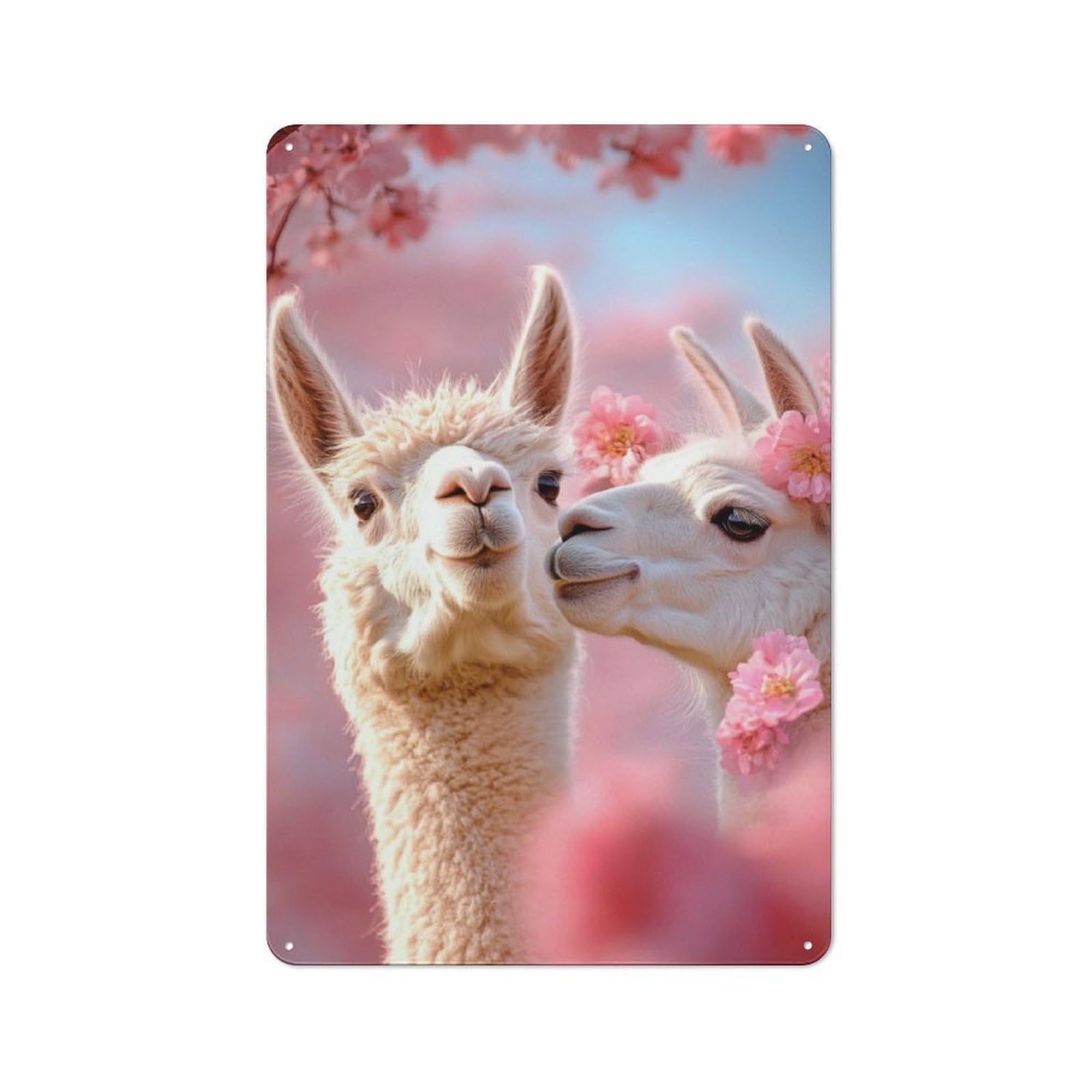 Junmoney Alpaca Love In Bloom For Lounge Or Reading Corner, Retro Metal Sign 30X20cm, For Metal Sign Collectors, For Garage And Workshop Walls