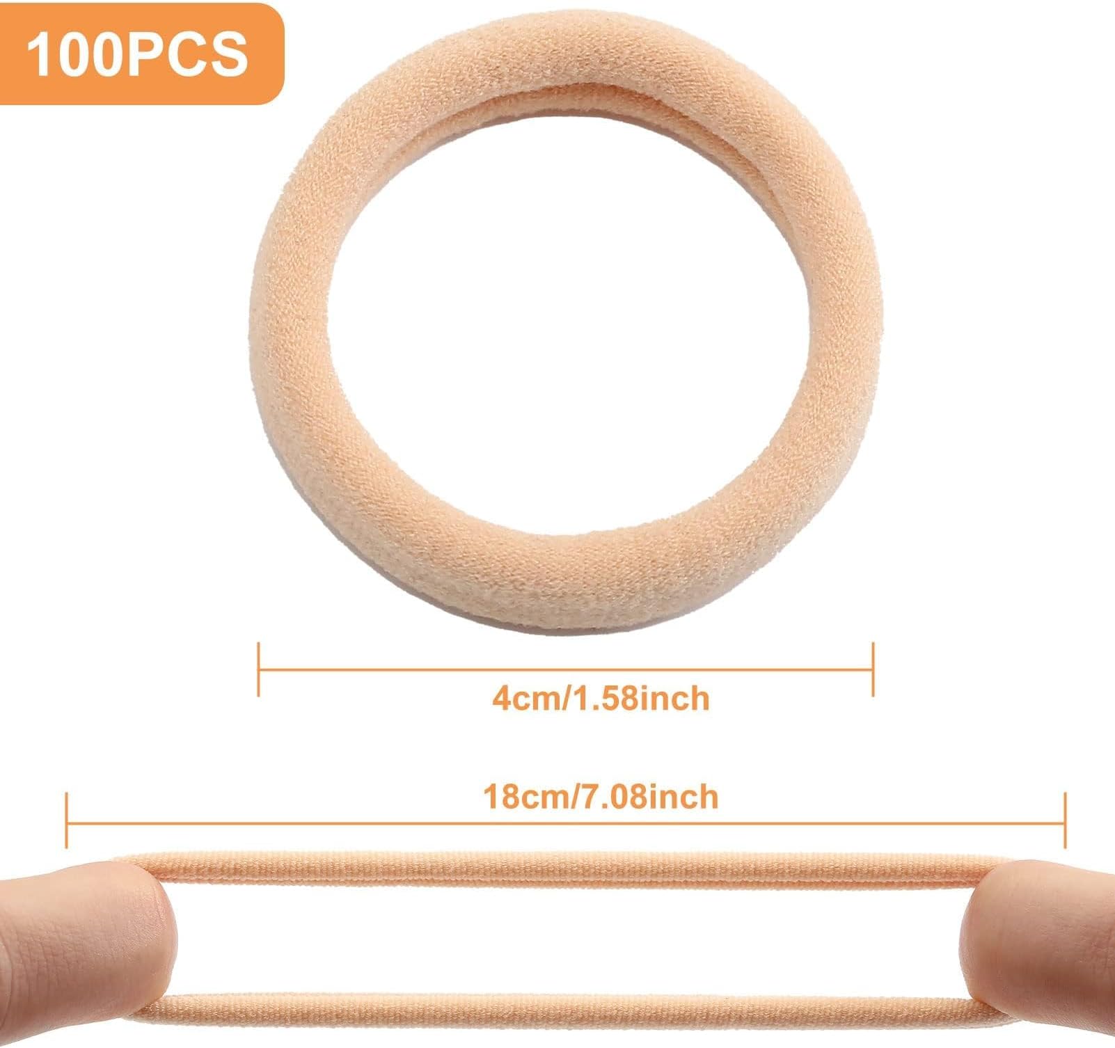 100 Pcs Thick Seamless Tan Hair Ties, Ponytail Holders Hair Accessories No Damage for Thick Hair (Light Blonde Colors)