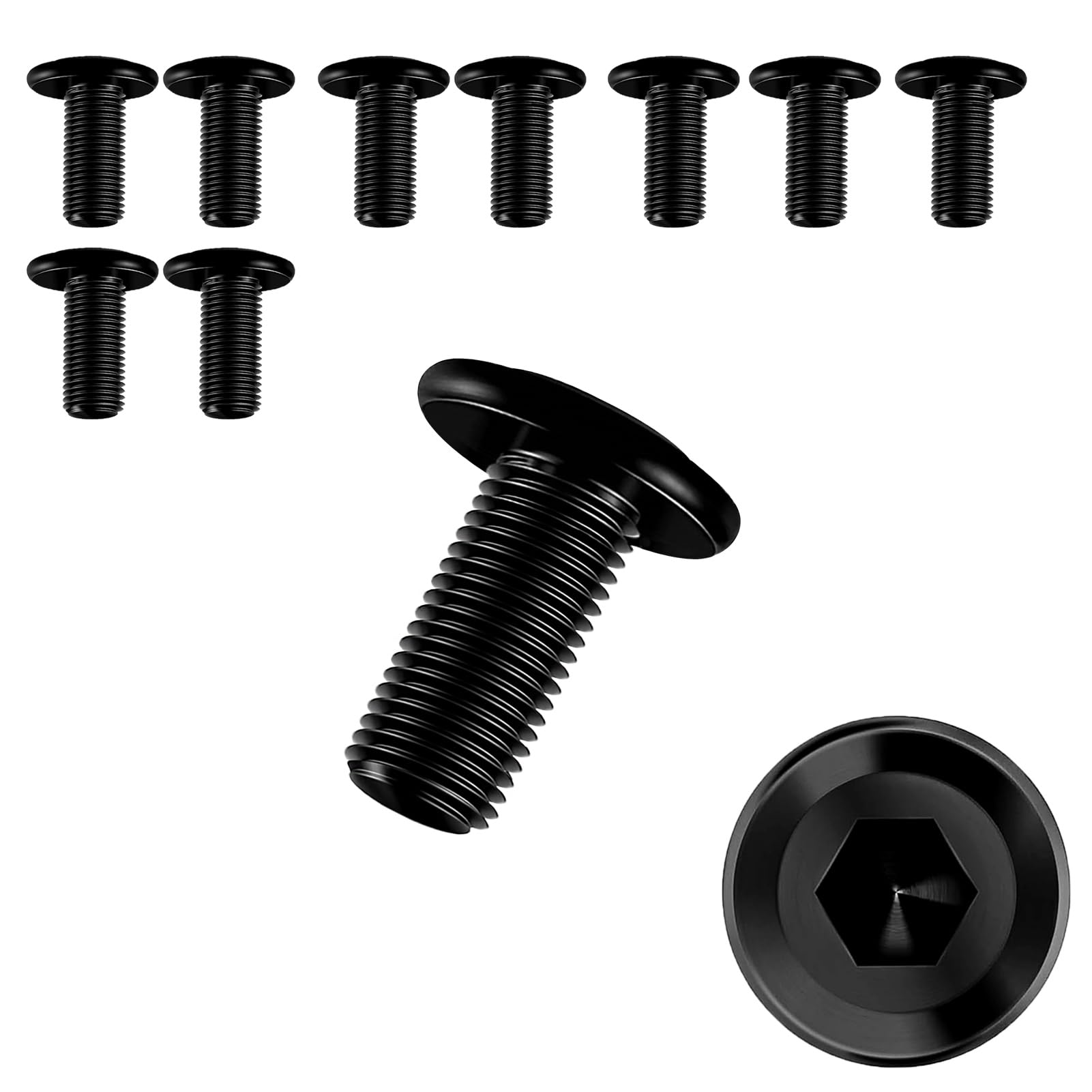 10 PCS Bolt M8×16,Stainless Steel Bolts,Flat Head Hex Socket Cap Screws Bolts,Allen Socket Bolts Screws,Furniture Screws,M8x16mm,Black(M8×16)