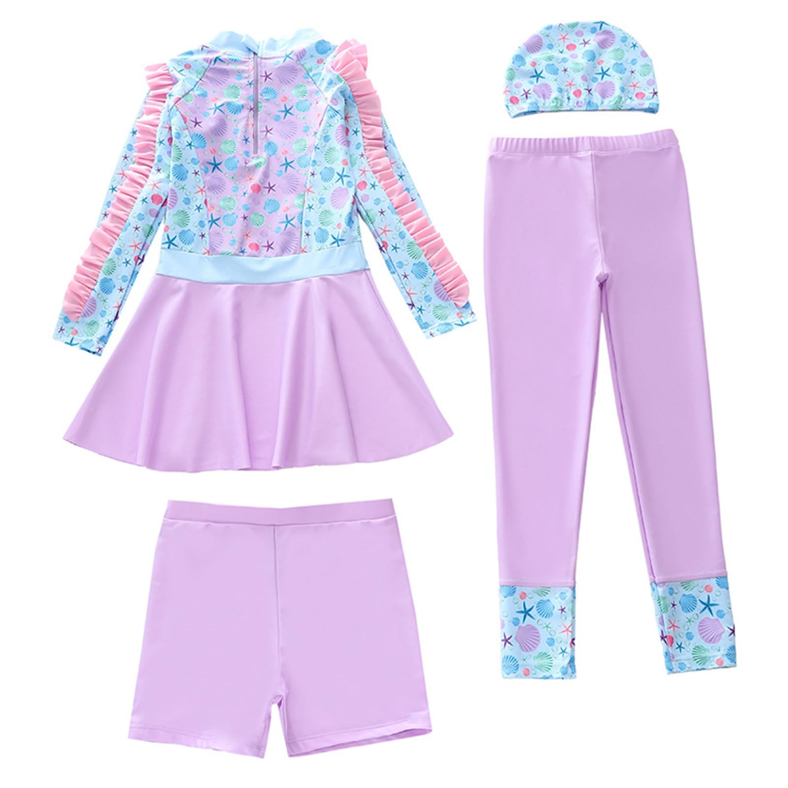 Costume da Bagno a Maniche Lunghe per Bambine Due Pezzi con Protezione Solare UPF per Bambini Piccoli e Ragazzi