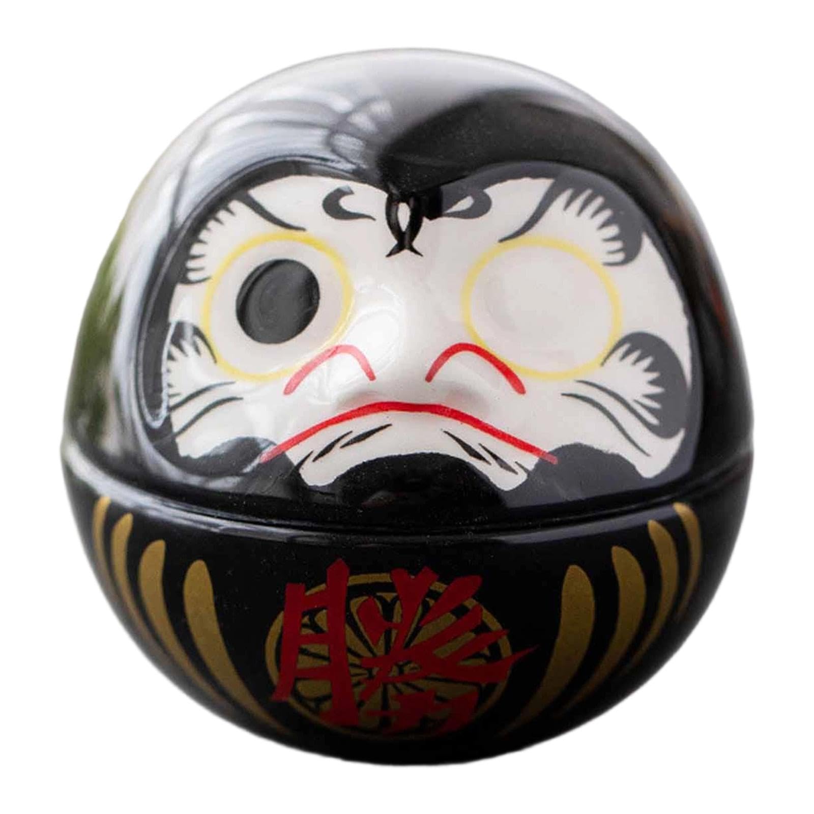 Cerámica Muñeca Daruma Pequeña Figurita en Miniatura Negro