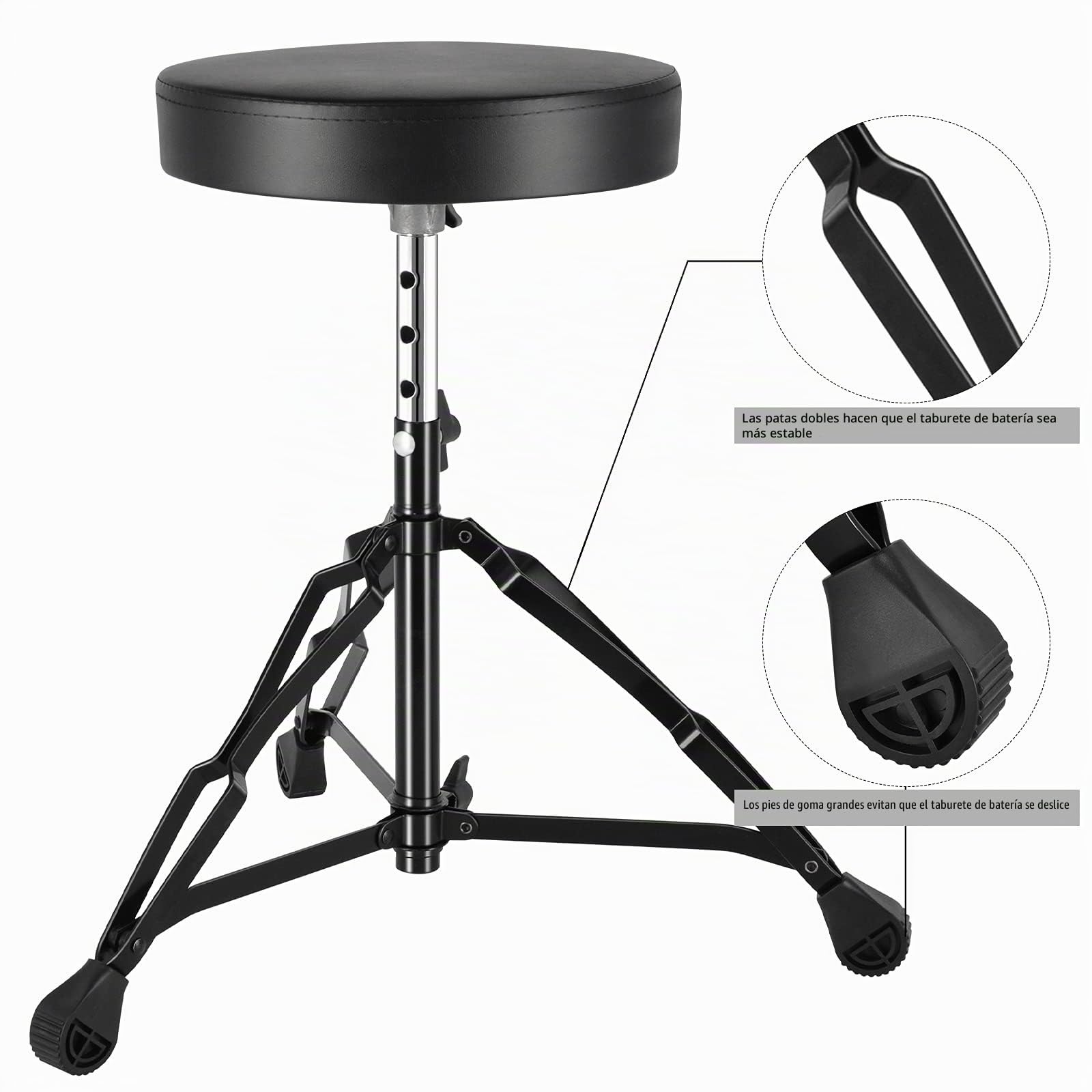 EASTROCK Taburete para Batería Ajustable Electronica, para Adultos, Negro