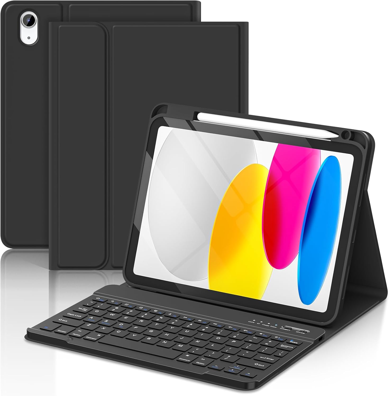 TaIYanG for iPad A16 11th 10th Generation Case with Keyboard- Detachable Bluetooth Keyboard Case with Pencil Holder,Thin & Light- Folio Cover for iPad 11 inch A16 2025 10th Gen 10.9 Inch 2022 (Black)