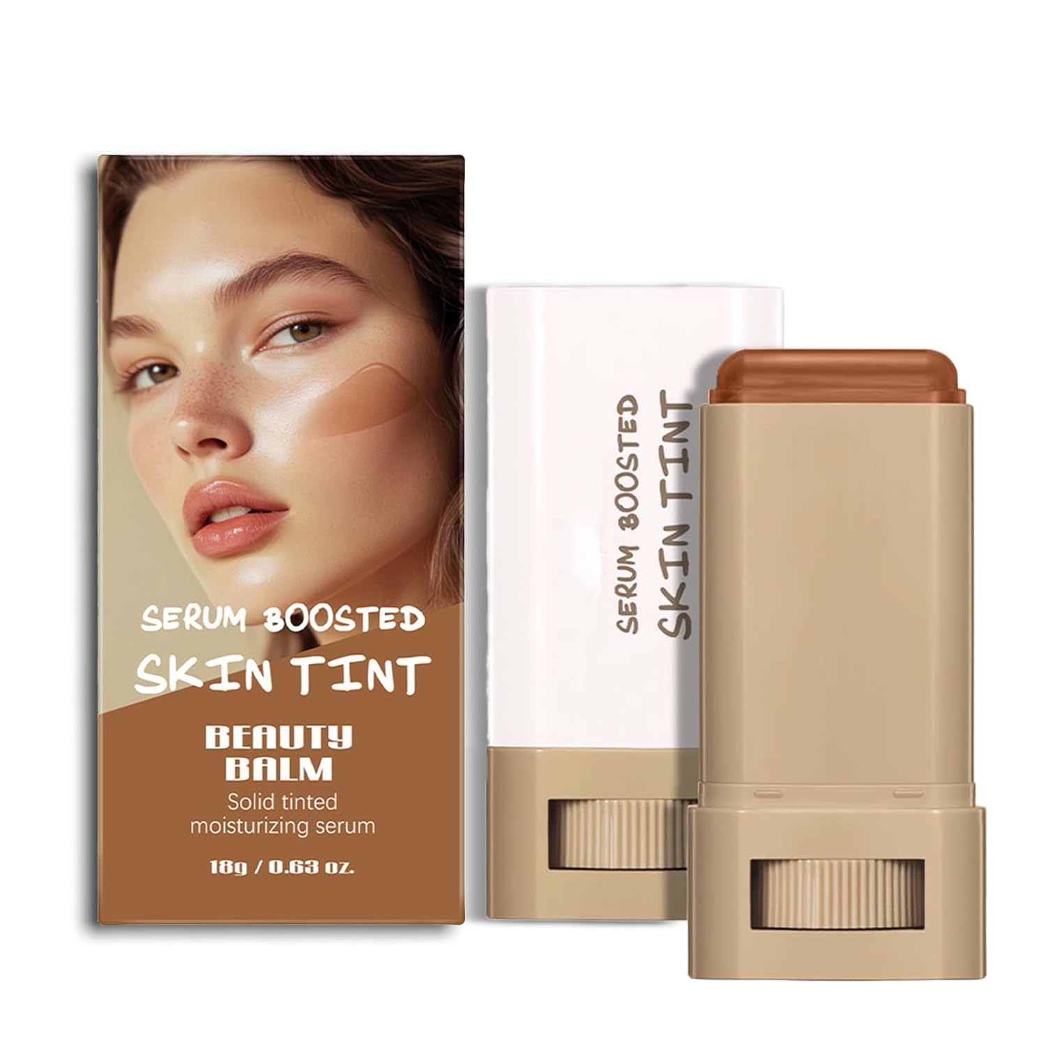 Beauty Balm Serum Boosted Skin Tint, Tint Foundation, Skin Tint for Black Women, Contour Stick Moisturizing, Solid Tinted Contour Foundation Stick, Buildable Sheer to Medium Coverage, Natural Finish