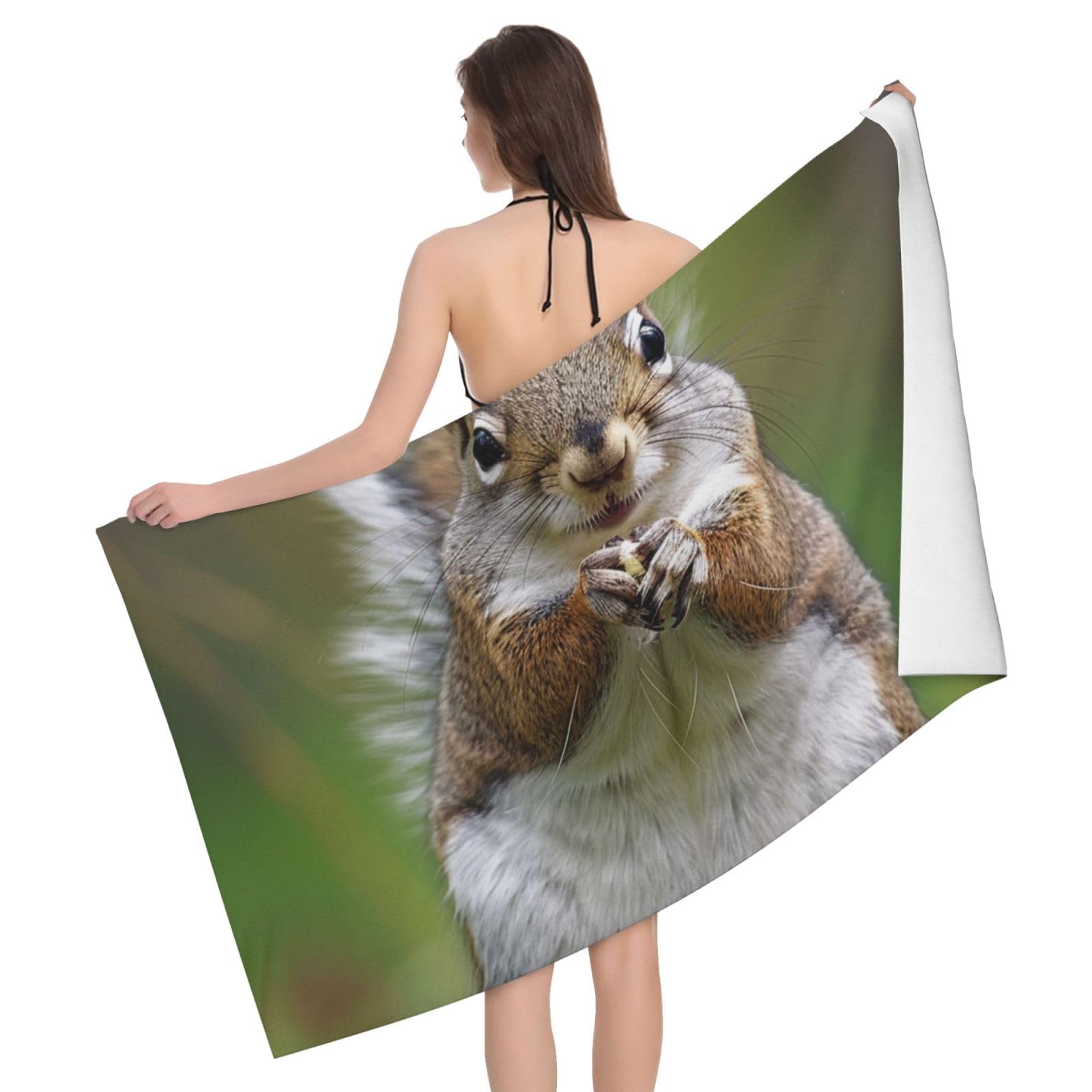 BWWHCCTI Red Squirrel Printed Microfiber Quick Dry Bath Towel, Soft Beach Towels for Travel,Camping,Gym,Beach,Swimming,Yoga, 130x80 CM