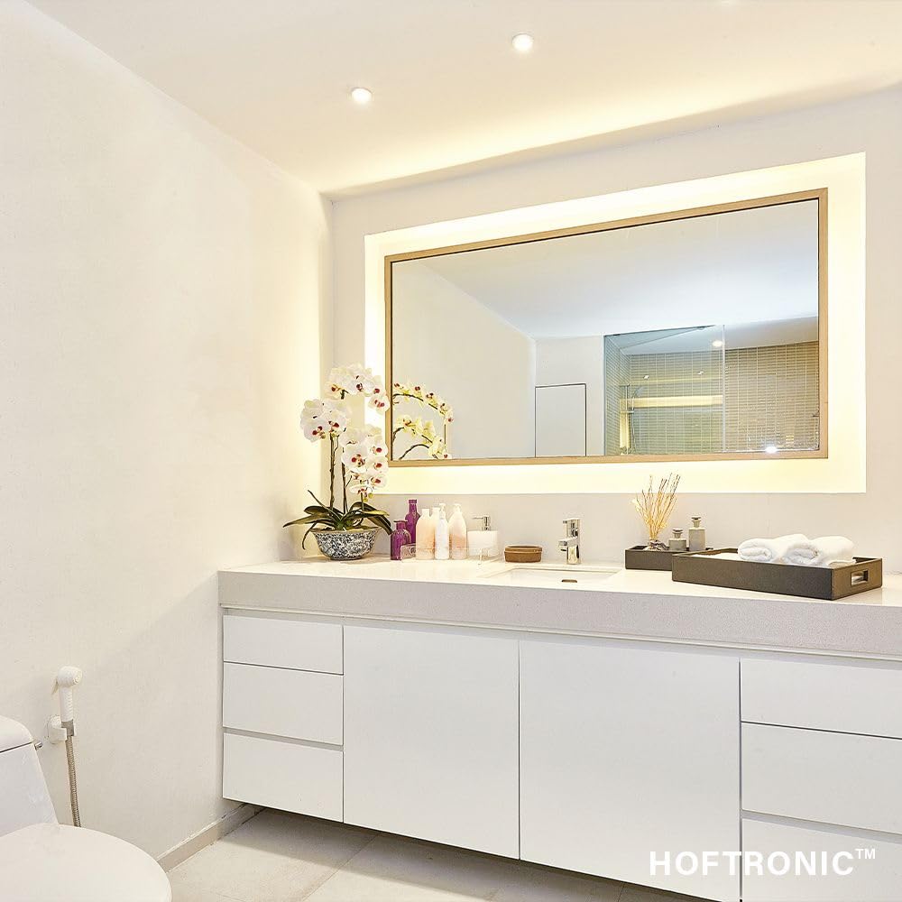 HOFTRONIC 10x Nola - LED Einbaustrahler 68mm Weiß - IP65 Wasserdicht für Außen, Dachüberstand und Bad - 5W 480lm - 2700K Extra Warmweiß - Deckeneinbauleuchte Einbauspots