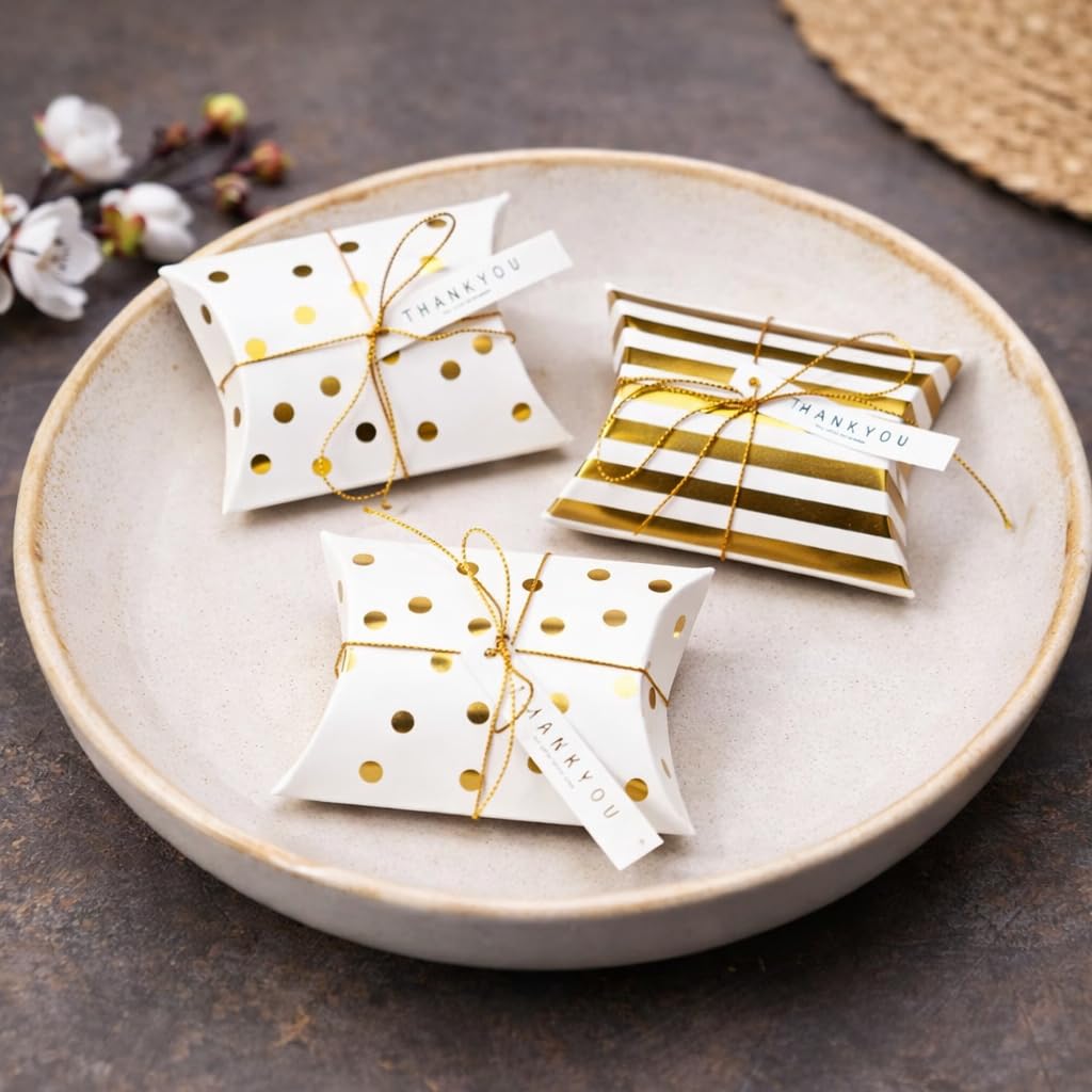 SATYAM KRAFT 40 Pcs Golden Decorative Folding Paper Gift Boxes For Christmas,Gifting Chocolates, Dryfruits Items-Fancy Decorative packaging In Wedding,Function, Birthday Packing, Engagement (white and golden)-image-14