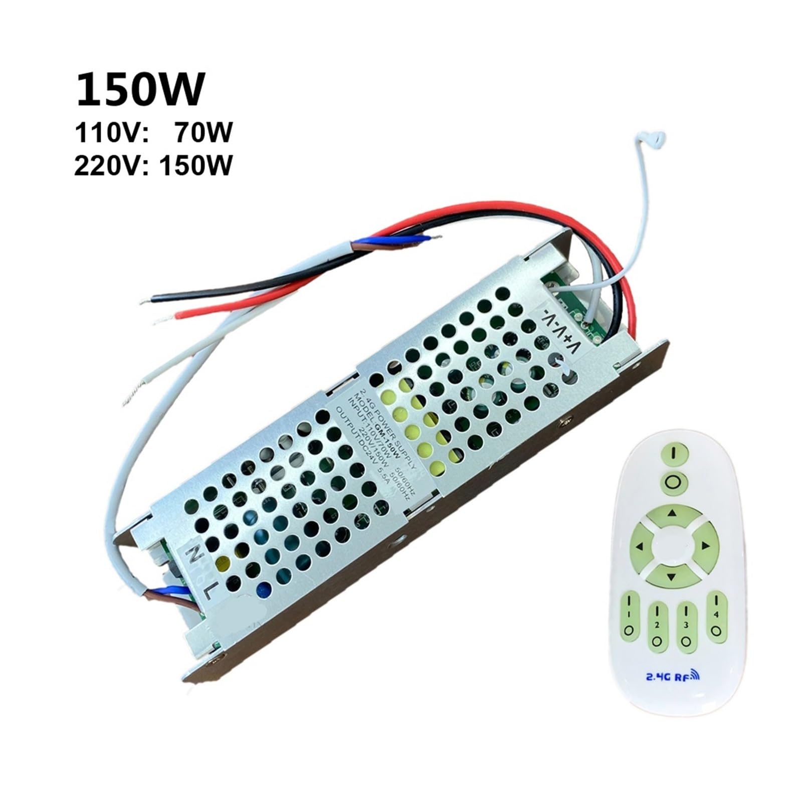 1 Uds. Controlador LED de Control Remoto de Salida 24V 2,4G 108W 150W Tira de luz LED de Doble Color Fuente de alimentación con atenuación y Cambio de Color(80-108W,AC 220V with Remote)