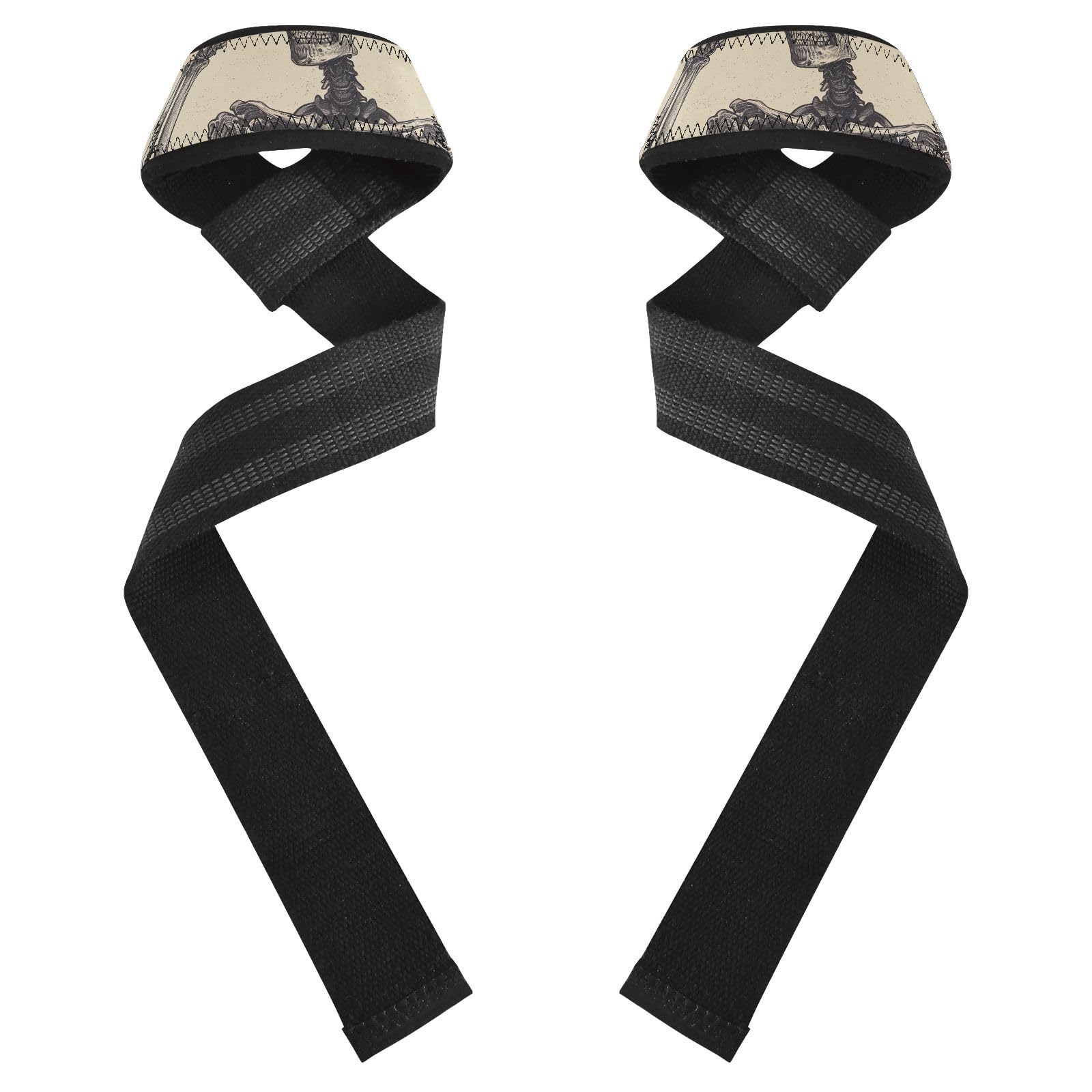 Nander Funny Skull Wrist Straps for Weightlifting,Lifting Straps with Neoprene Cushioned Wrist Padded and Anti-Skid Silicone for Strength Training,Bodybuilding,Deadlifting