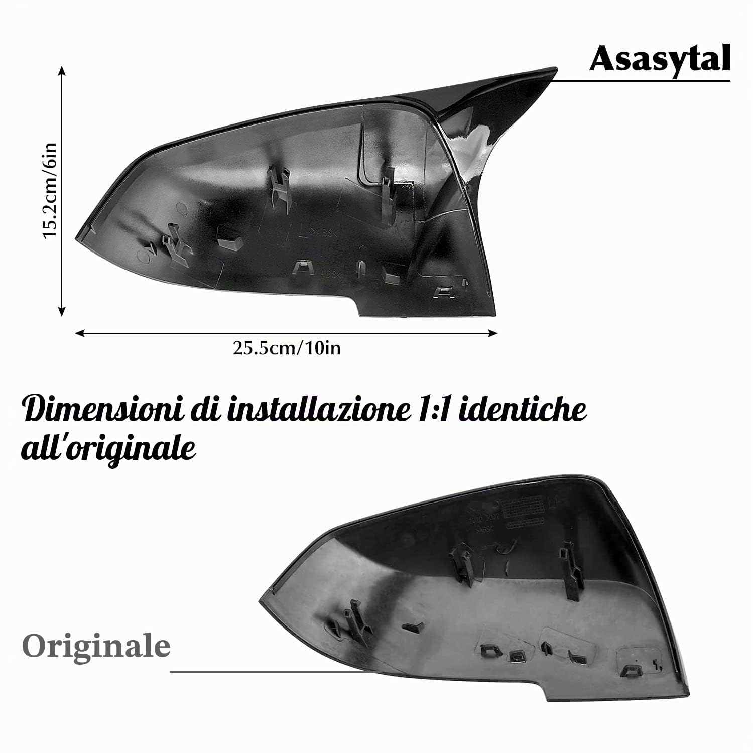 Coprini Specchietti Retrovisori Per Auto, ABS Plastic Specchio Laterale Coperchio di Copertura Compatibile con BMW F20 F21 F22 F23 F30 F31 F32 F33 F36 X1 E84 I3 M2 F87, Nero Lucido, 1 Paio