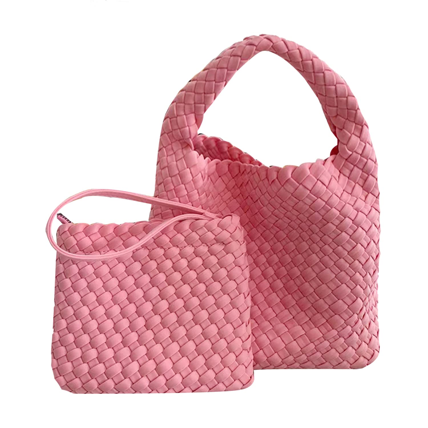 OUYGZOUWomens Large Capacity Shoulder Top-handle Travel Bucket Bag Fashion Hand-Woven Tote Handbags and Purses