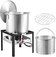 Vista 11 de VEVOR Freidora de Pescado y Alitas de 10 Qt, Kit de Freidora de Pescado de Propano de Aluminio, Freidora Profunda para Exteriores Olla para Mariscos