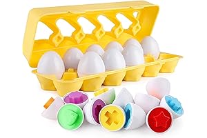 Easter Egg Hunt Games for Toddlers - Matching Eggs Color Shapes Egg Set (12 Eggs)
