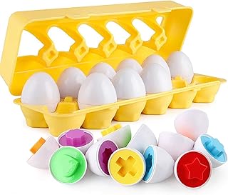 Matching Eggs - Toddler Toys - Color Shapes Egg Set - Educational Color, Shapes and Sorting Recognition Skills - Sorting Puzzle for Kid Baby Toddler Boy Girl, Easter Basket Gift (12 Eggs)