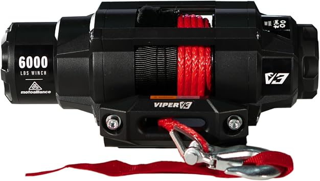VIPER V3 6000lb ATV/UTV Wireless Waterproof Winch with Red Synthetic Rope