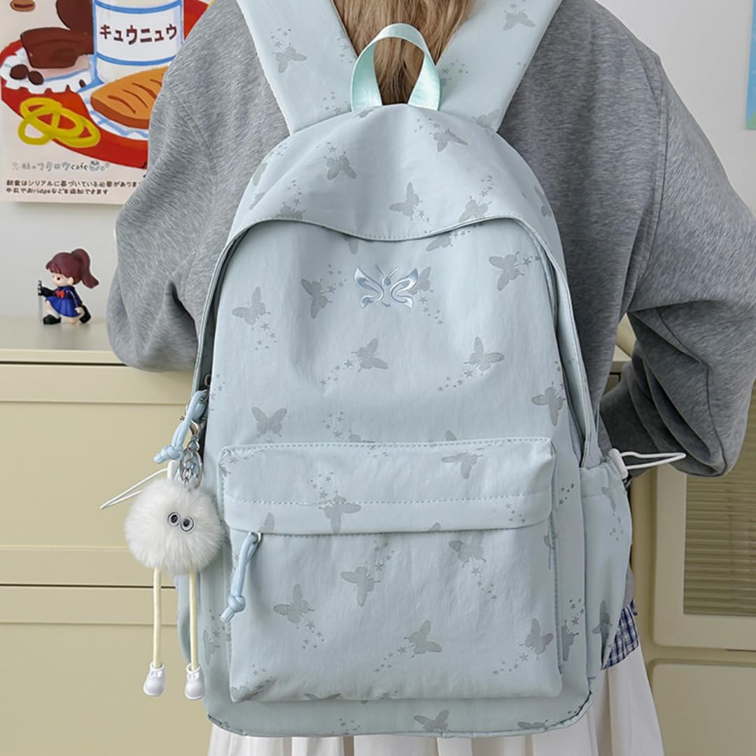 Zaino Farfalla, Leggero Zaino Scolastico, Grande Capienza (GRIGIO) | farfalla accattivante, spallacci imbottiti & tasche multiple. Perfetto per medie, superiori o gite – porta libri/PC