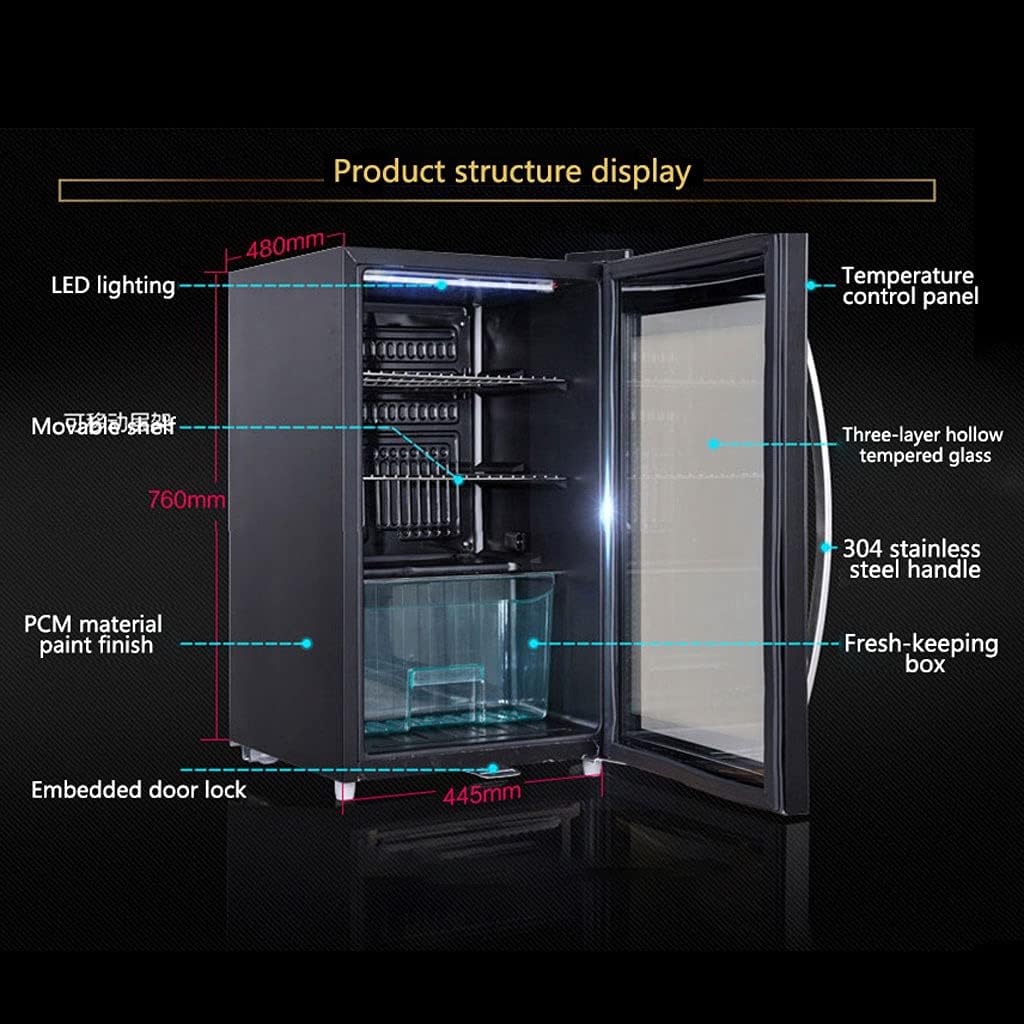 Beverage Cooler and Fridge with Glass Door 75L Volume Beverage Mini Fridge Three-Layer Adjustable Shelves Dispenser Countertop Refrigerator Cellars LED Interior Lighting 85w