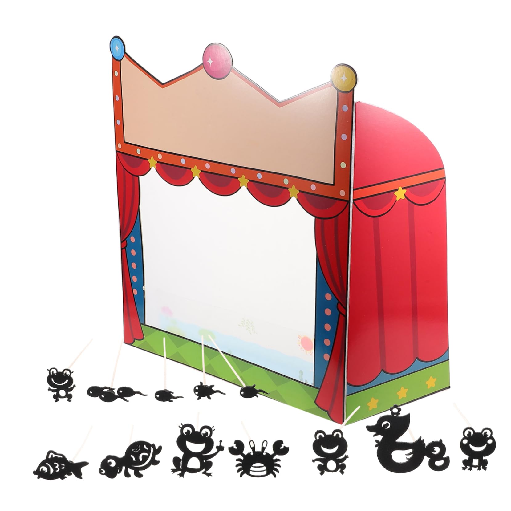 ORFOFE 1Set Puppetry Kit Puppet for Includes Colorable Puppets Shadow Stage for Imaginative Play and Cultural Education Science Project