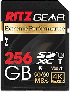 Ritz Gear 256GB High-Speed SDXC UHS-I SD Card, C10, U3, V30, Full-HD & 4K Memory Card